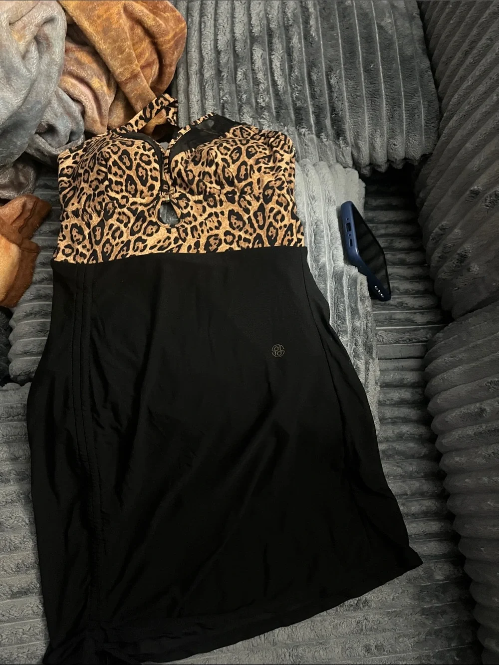 Leopard Print & Black Women's Skirt - Elegant High-Waist Design